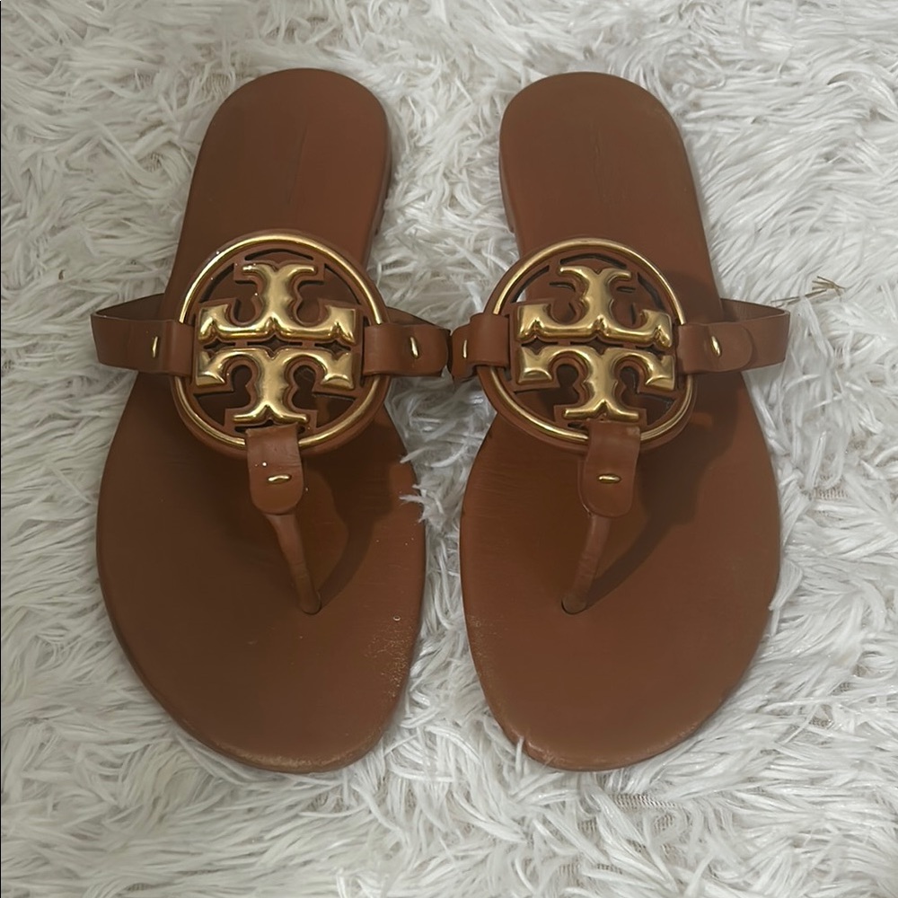 Tory Burch Brown Sandals with Gold Accents